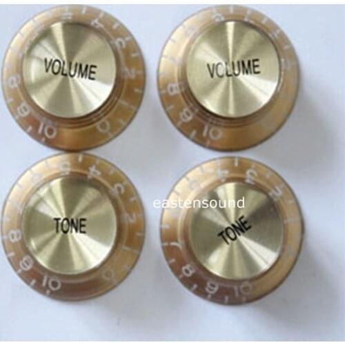 Free shipping A Set of 4 pcs yellow Speed Control Knobs for Electric Guitar (2 Volume & 2 Tone) from korea