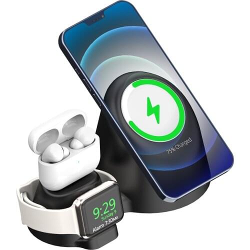 3-in-1 Wireless Charger Base Magnetic Stand for iPhone12/ iWach Silicone Charging Stand New Magnetic Wireless Charger Dropship