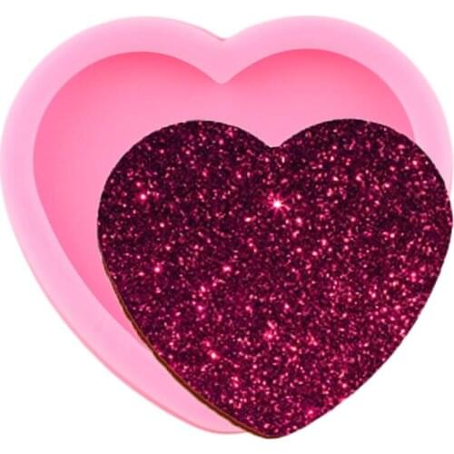 Shiny Glossy Heart Shape Mould Crafting Love Silicone Epoxy Resin Mold Badge Reel DIY Craft Keychains Pendant Jewelry Making