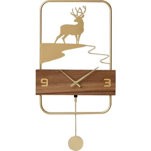 Large Luxury Wall Clock Gold Pendulum Vintge Wood Living Room Iron Clocks Wall Modern Silent Duvar Saatleri Home Decor ZB5WC