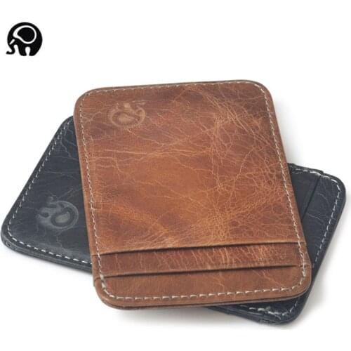 Wholesale Genuine Leather Convenient ID Pocket Bank Credit Card Case Thin Card Wallet Men Cash Cards Pack Bus Card Holder NEW
