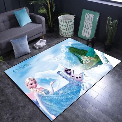 Disney Frozen Elsa and Anna Princess Mat Dining Room Carpet Rugs Bedroom Door Mat 3D Print Carpets Kitchen Living Room Playmat