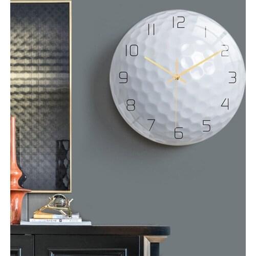 Home Decor Mute Quartz Wall Clocks Plexiglass Surface Acrylic Sport Golf Ball Plate Golf Sport Fan Living Room