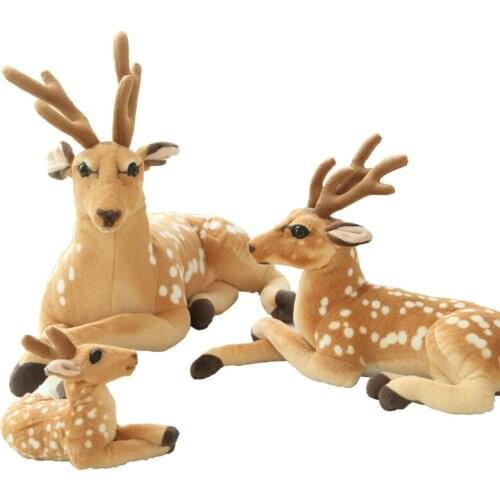Dorimytrader 100cm Giant Soft Emulational Forest Animal Sika Deer Plush Toy Stuffed Lying Giraffe Baby Present DY60626