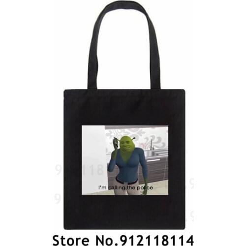 Im Calling The Police Meme Shopping Bags Canvas Bag Pacakge Canvas Tote Bag Handbags Women Bag Harajuku Shoulder Bags