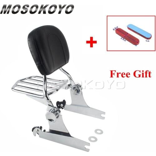 Motorcycle Chrome Detachable Sissy Bar Backrest Luggage Rack for Harley Softail FLSTFB FLSTF Fat Boy FXST FXSTB FXSTS 2006-Up