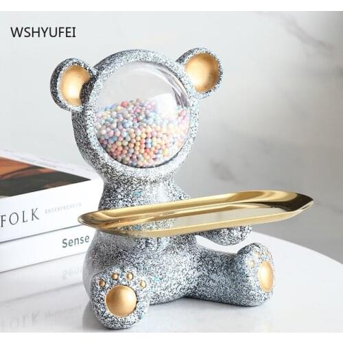 Creative Resin Cute Bear Porch Key Storage Decoration Door Home Storage Box Student desktop Stationery Storage Decoration crafts