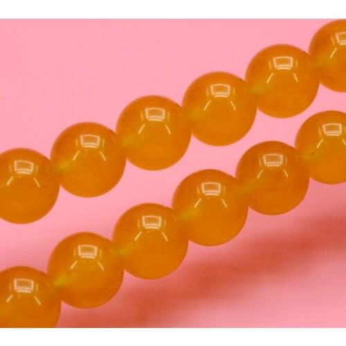 14mm Yellow chalcedon round shape loose beads DIY stone accessories jewelry making design ornaments wholesale and retail 15"