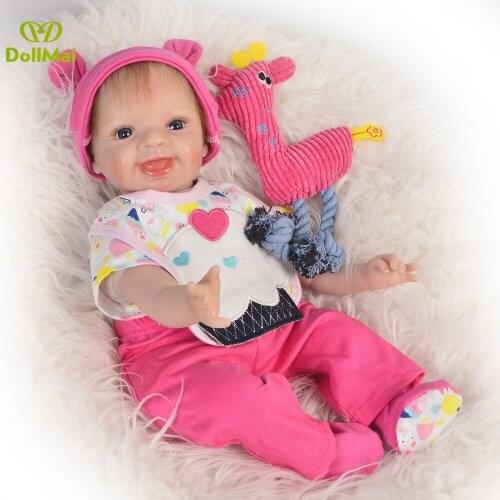 Reborn Baby dolls 22inch 55cm Girl bb reborn silicone dolls toys for child birthday gift soft touch cloth doll reborn menina