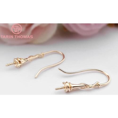 10PCS Height 25MM 24K Champagne Gold Color Plated Brass Fit Half Hole Earrings Hook High Quality Diy Jewelry Accessories