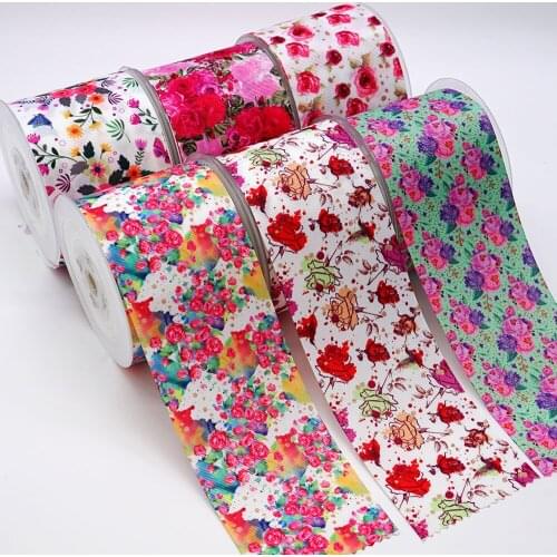 Flower Ribbon DIY Handmade Materials grosgrain ribbon 50 yard per size printed ribbon 47058