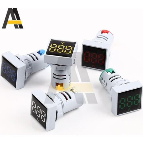 Mini 22MM AC 20-500V Voltmeter Square Panel LED Digital Voltage Meter Indicator Tester LED Pilot Lamp Light Display