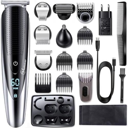Waterproof professional body face hair trimmer beard trimer hair clipper digital display hair cutting machine for men grooming