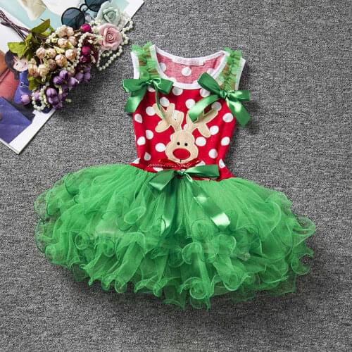 Fancy New Kids Baby Girls Deer Striped Princess Dress Christmas Outfits Clothes Backelss Summer COSPLAY Dress