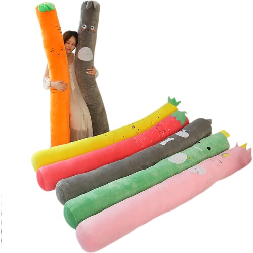 Cartoon Long Plush Pillow Animal Plush Stuffed Nap Cushion Carrot Pineapple Cat Husky Fruits Plush Toys Sleeping Pillow Kid Gift