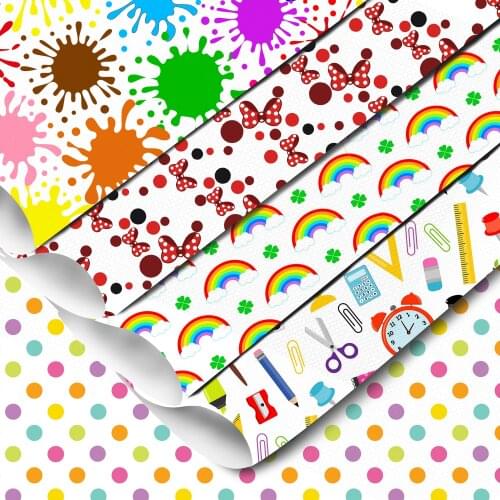 Cartoon Cars Rainbow Doodle Woven Bump Texture Faux Synthetic Leather Sheets For Bowknot Earrings Handbag DIY Crafts Vinyl