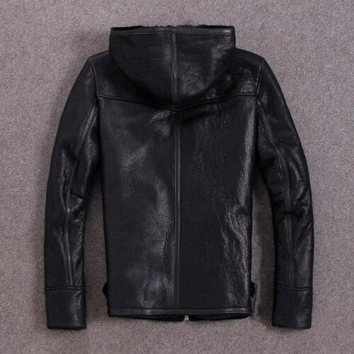 Genuine Leather Jacket Men Winter Sheepskin Coat Shearling Mens Natural Wool Fur Coats Plus Size Jackets M-S-N-12 KJ1314