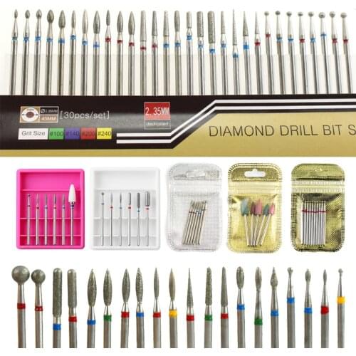 30pc/6pc/7pc Nail Drill Bit Set Milling Cutter Electric Manicure Drills Diamond For Manicure Machine Nail Art Tools