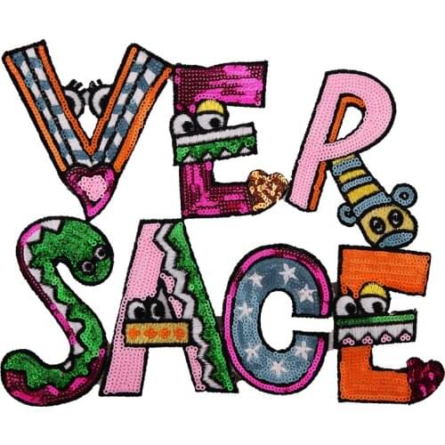 1Piece Sequins Letters Embroidered Badge Embroidery Cloth Patch Sticker Clothing Accessories Bag Decoration Iron on Patches