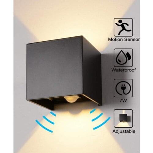Outdoor Wall Lamp Motion Sensor Aluminum COB IP65 Waterproof Modern Wall Light Living Room Porch Led Floodlight Surface Mounted