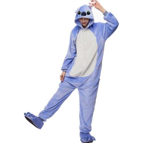 Adults Kigurumi Stitch Pajamas Sets Sleepwear Pyjama Animal Suit Cosplay Women Winter Garment Cute Animal Winter Costume