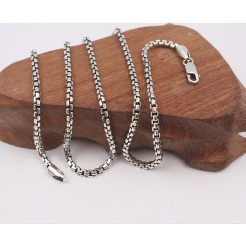 Authentic 925 Sterling Silver 3mm Round Box Link Chain Necklace 18" 22" 24" 26" 27.6" Available