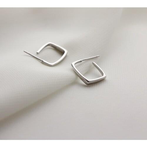 Silver Plated Geometric Square Stud Earrings Personality Cool Womens Stud Earrings Hip Hop Rock Party Jewelry Accessories