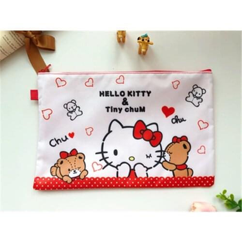 Sanrio Hello Kitty handbag new document bag A4 information bag student classification bag tutoring bag storage bag coin purse
