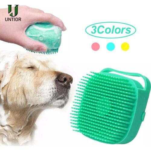 Pet Dog Shampoo Massager Brush Cat Massage Comb Grooming Scrubber Shower Brush for Bathing Short Hair Soft Silicone Brushes