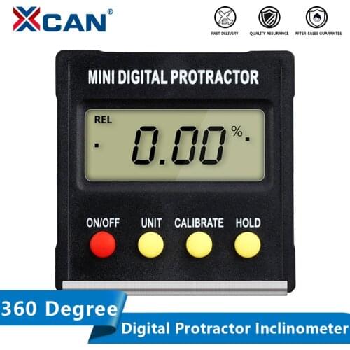 XCAN 360 Degree Mini Digital Protractor Inclinometer Electronic Level Box Magnetic Base Measuring Tools