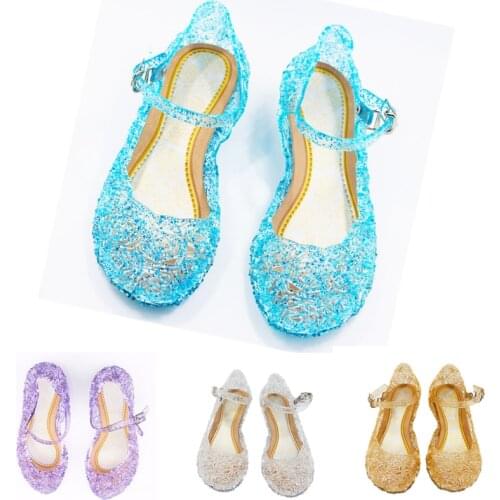 Baby Girl Kids Summer Crystal Shoes Princess High-Heeled Shoes Princess Cosplay Party Shoes Girls Jelly Wedge Shoes