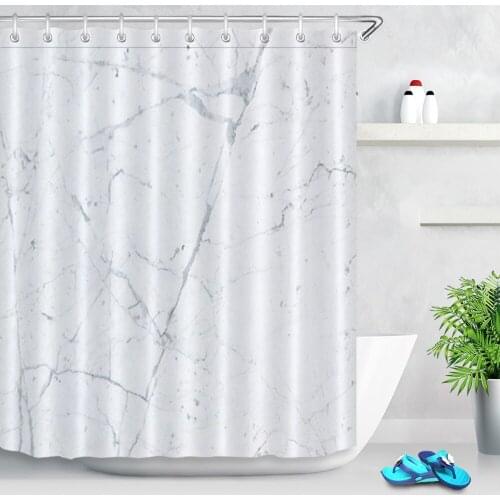 Fabric Polyester White Natural Marble Pattern Waterproof Shower Curtain Fabric Bathroom Home Decor Bath Curtains