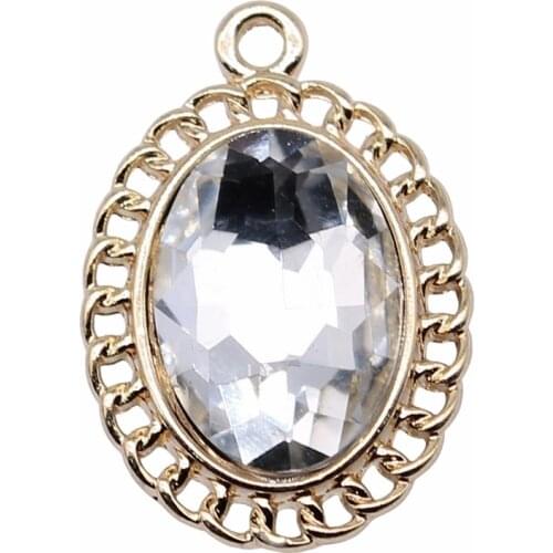 WYSIWYG 10pcs 8 Styles KC Gold Color Geometry Oval Round Rectangle Charms For Jewelry Making DIY Jewelry Findings