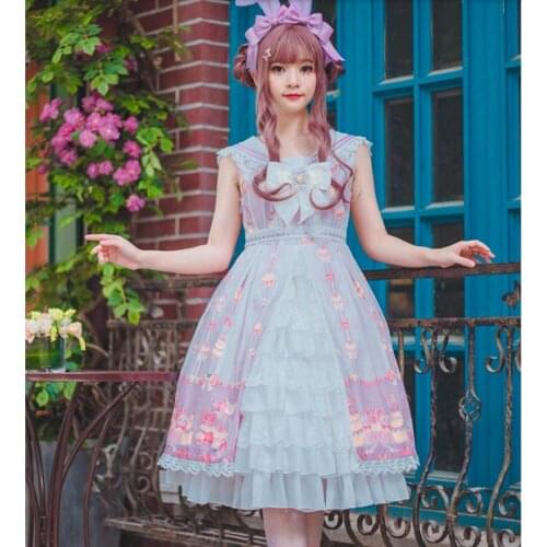 Japanese Lolita Sweet JSK Sleeveless Dress Kawaii Vintage Princess Dress Cos Loli Tea Party Harajuku Party Vestidos