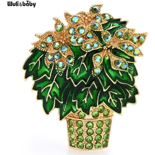 Wuli&baby Flourish Flower Brooches For Women 2-color Rhinestone Enamel Beauty Flower Party Office Brooch Pin Gifts