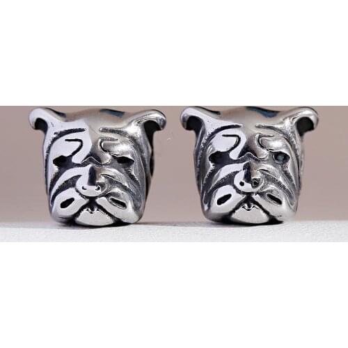 1pcs Silver Color Animal Bead Beads For Bracelets DIY Bulldog Orangutan Punk Spacer Bead Big Hole For Charms Jewelry Making Set