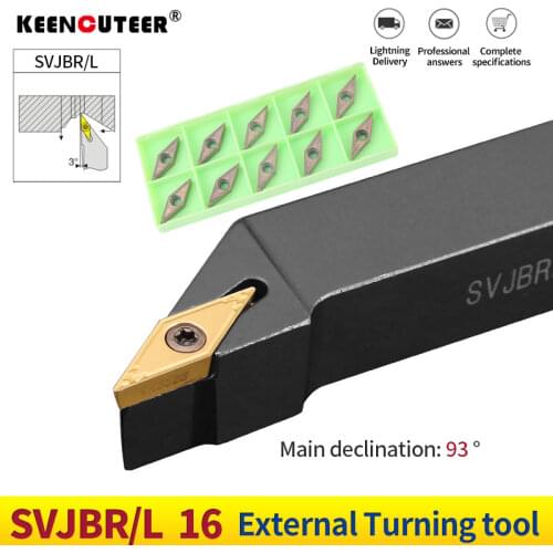 1pc SVJBR1616H16 SVJBR2020K16 SVJBR2525M16 External Turning Tool Holder VBMT16 Carbide Inserts Lathe Bar Cutting Tools Set