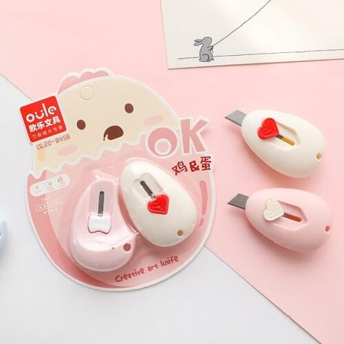 2pcs/set Kawaii Color Mini Portable Utility Knife Multifunction Craft Wrapping Box Paper Envelope Cutter Student Art Supplies