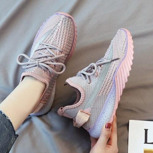 2020 Summer Knitted Clunky Sneaker Ins Jelly Base Coconut Fly Knitting Women Shoes Female