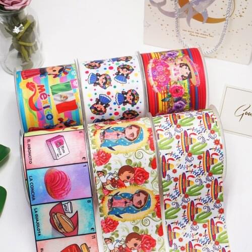 3 inch 75mm 38mm 25mm Characters Printed Grosgrain Ribbon 50340
