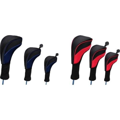 3 Pcs High Elastic Breathable Golf Club Head Covers Long Neck Interchangeable No. Tag Club Components Sports Supplies