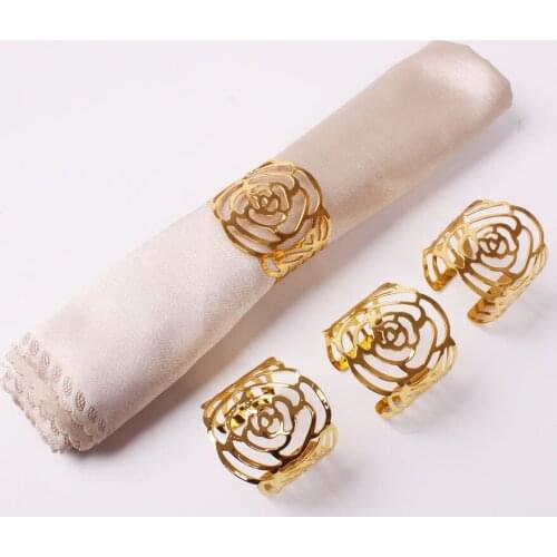 50pcs Wedding napkin buckle opening rose-shaped napkin ring high-end hotel restaurant napkin ring