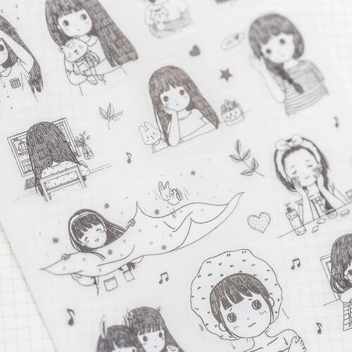 6 Sheets/lot) Meet the Girls Daily Life Sticker Creative Decoration Scrapbook Daily DIY Sticker Label