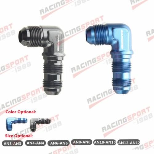AN3 AN4 AN6 AN8 AN10 AN12 Male To Male 90 Degree Bulkhead Fitting Adapter Black/Blue