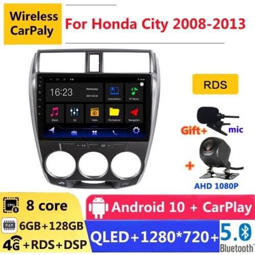 6G RAM 2 din android 10 car radio auto stereo for honda City Grace 2008 2009 2010 - 2013 navigation GPS DVD Multimedia Player