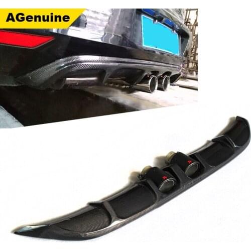 Carbon fiber car real carbon fiber rear boot lip rear bumper diffuser with end pipes for Volkswagen/VW Golf VII MK7