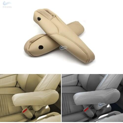 Beige PU Leather with Sponge Car Styling Side Seat Armrest Handle Covers Protection Trim For Honda CRV CR-V 2007 2008 2009