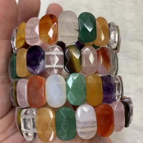 Mixed stone bracelet natural gem stone bracelet : roses quartz, amethysts , white rock quartz, red agates