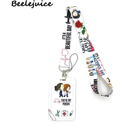 Greys Anatomy Doctor Nurse Fashion Lanyard ID Badge Holder Bus Pass Case Cover Slip Bank Credit Card Holder Strap Card Holder