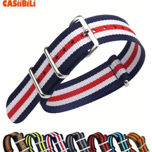 D Shape Pin Buckle NATO Strap Nylon Perlon Stripe Triple color 18 20 22 24mm Width Watch Band Military Sport Diver Outdoor G10